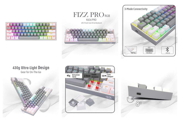 Redragon K616 FIZZ Pro 60% Wireless RGB Gaming Mechanical Keyboard launched