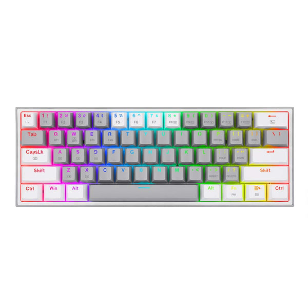 (RENEWED) FIZZ PRO K616 - 60% Wired+2.4Ghz+BT Mechanical Keyboard Grey and White (Red Switch)