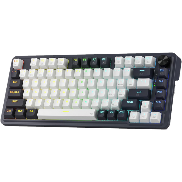 Ucal Pro K673 Pro - 75% Wired+2.4Ghz+BT Mechanical Keyboard White and Black ( Linear Red Switch)