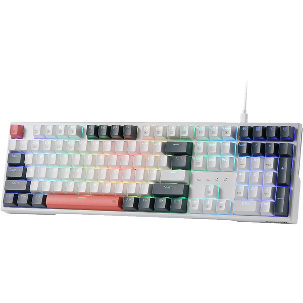 Trundle K668 - 104 Keys Wired Mechanical Keyboard White|Black|Orange (Red Switch)