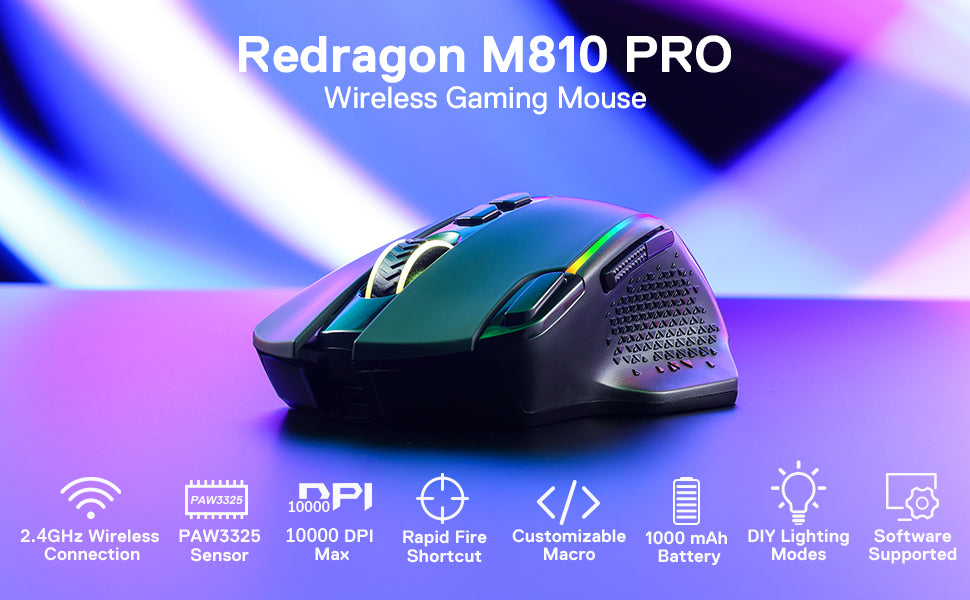 Taipan Pro M810 PRO RGB Wired And Wireless Mouse Redragon India Taipan pro m810 pro rgb wired and wireless mouse redragon india