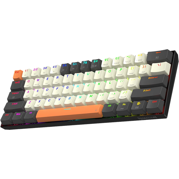 Unboxed - Caraxes Pro K644 SE - 65% Bluetooth + 2.4GHZ Wireless + Wired RGB Mechanical Keyboard Cream/Grey/Orange (Red Switch)