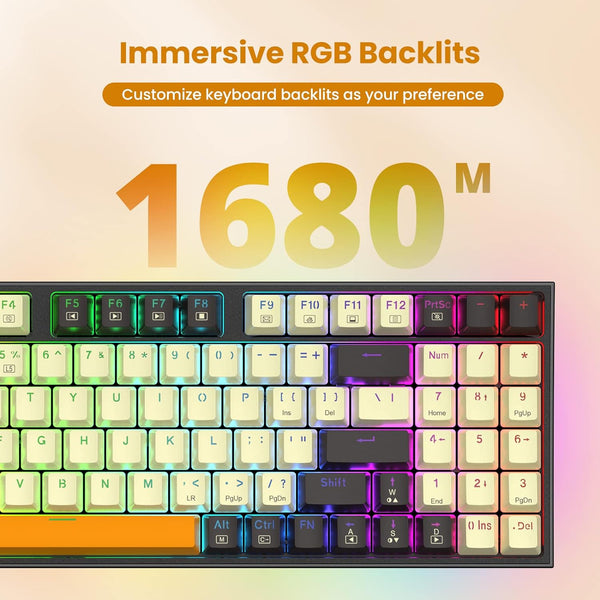 Kitava K636 CLO - 90% RGB Mechanical Keyboard Cream/Grey/Orange (Red Switch)