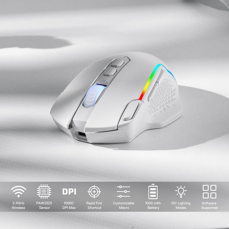 Taipan Pro M810 PRO RGB Wired And Wireless Mouse (White)