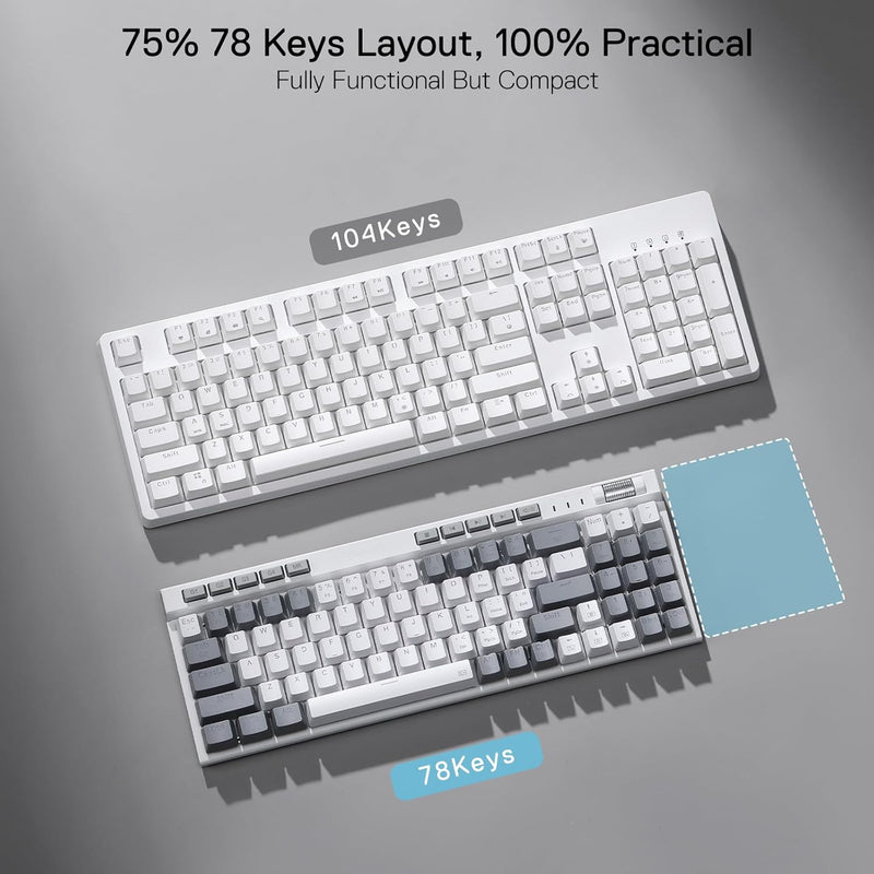 Magicwand SE K655 75% Wired Mechanical Keyboard White and Grey (Quiet Linear Red Switch)