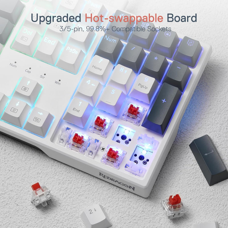 Trundle K668 - 104 Keys Wired Mechanical Keyboard White|Black|Orange (Red Switch)