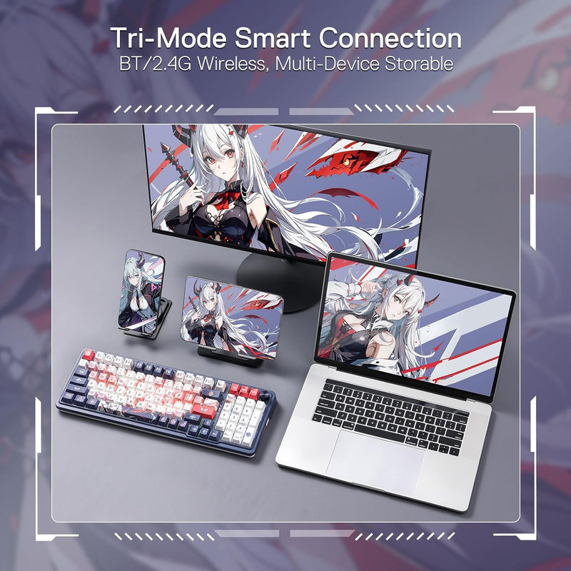 Eisa Pro K686 Pro Wired+2.4Ghz+BT Mechanical Keyboard Anime Theme (Custom Hi-Fi Linear Switch)