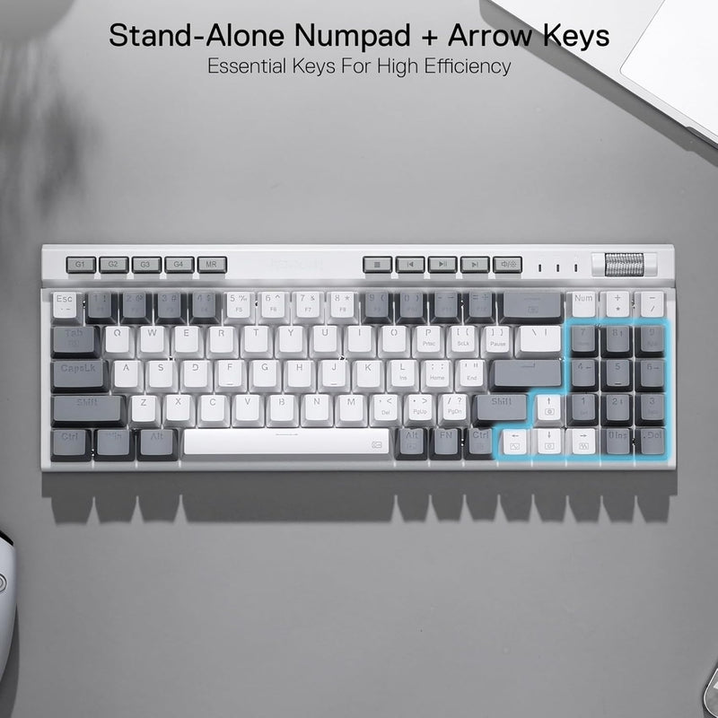 Magicwand SE K655 75% Wired Mechanical Keyboard White and Grey (Quiet Linear Red Switch)