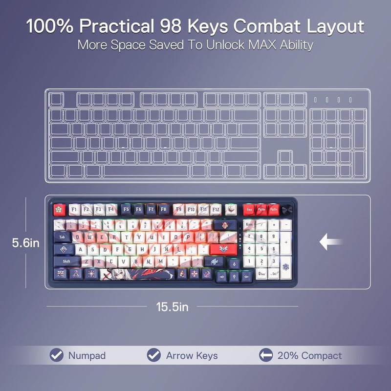 Eisa Pro K686 Pro Wired+2.4Ghz+BT Mechanical Keyboard Anime Theme (Custom Hi-Fi Linear Switch)