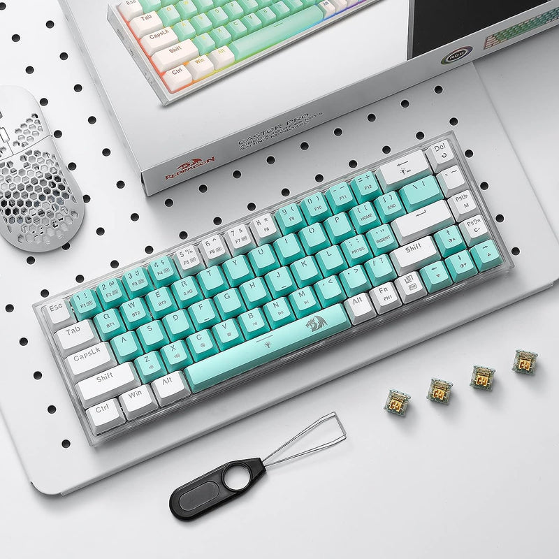 Castro Pro K631 Pro - 65% Bluetooth + 2.4 GHZ Wireless+ Wired Mechanical Keyboard White and Green (Custom Switch)