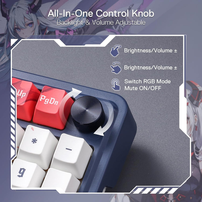 Eisa Pro K686 Pro Wired+2.4Ghz+BT Mechanical Keyboard Anime Theme (Custom Hi-Fi Linear Switch)