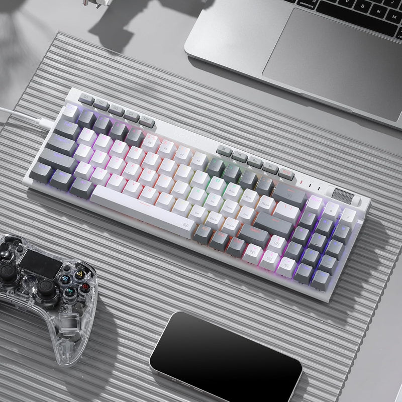 Magicwand SE K655 75% Wired Mechanical Keyboard White and Grey (Quiet Linear Red Switch)