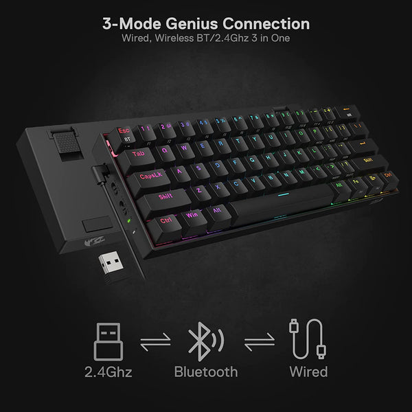 DRACONIC PRO K530 PRO - 60% BLUETOOTH+2.4Hz+WIRED MECHANICAL KEYBOARD (BROWN SWITCH)