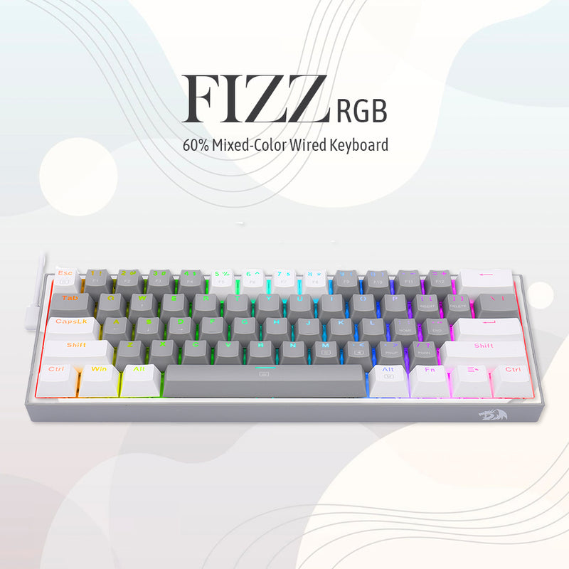 Fizz K617 - 60% Wired Mechanical Keyboard Grey And White (Red Switches)