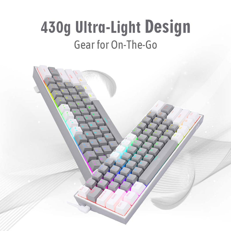 FIZZ PRO K616 - 60% Wired+2.4Ghz+BT Mechanical Keyboard Grey and White (Red Switch)