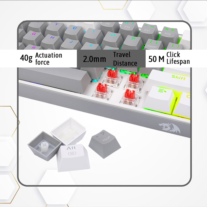 Fizz K617 - 60% Wired Mechanical Keyboard Grey And White (Red Switches)