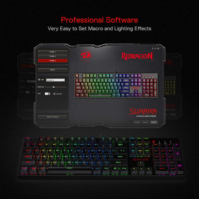 Surara K582 - 104 Keys Wired Mechanical Keyboard RGB (Brown Switch)