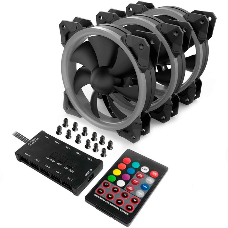 (RENEWED) PC Gaming Fan with Adjustable Color GC-008 (Pack of 3)