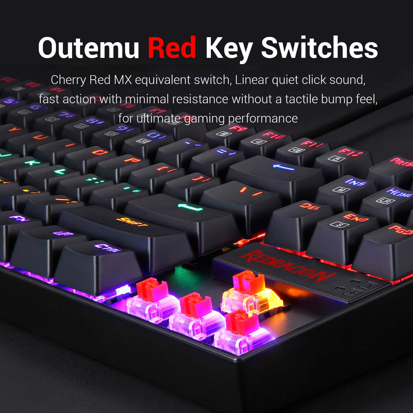 REDRAGON 2024 K552W-RGB Kumara Wired Mechanical Gaming Keyboard Rainbow *WORKS*.