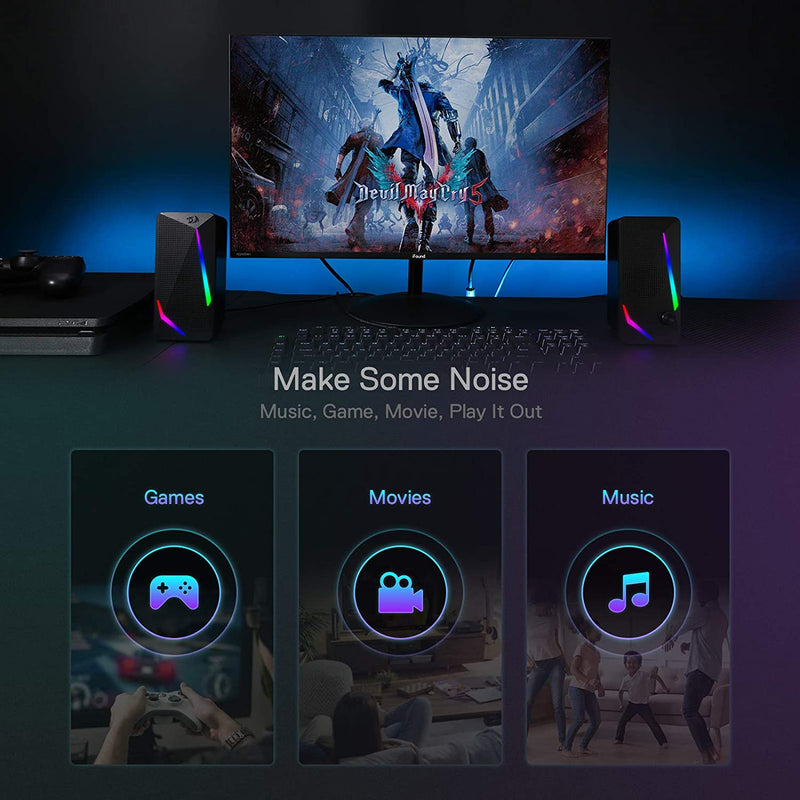 (RENEWED) WALTZ GS510- RGB 2.0 Channel Gaming Wired Desktop Speakers