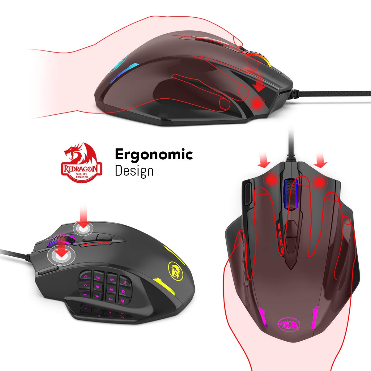 Impact M908 RGB Wired Mouse with Weights – Redragon India