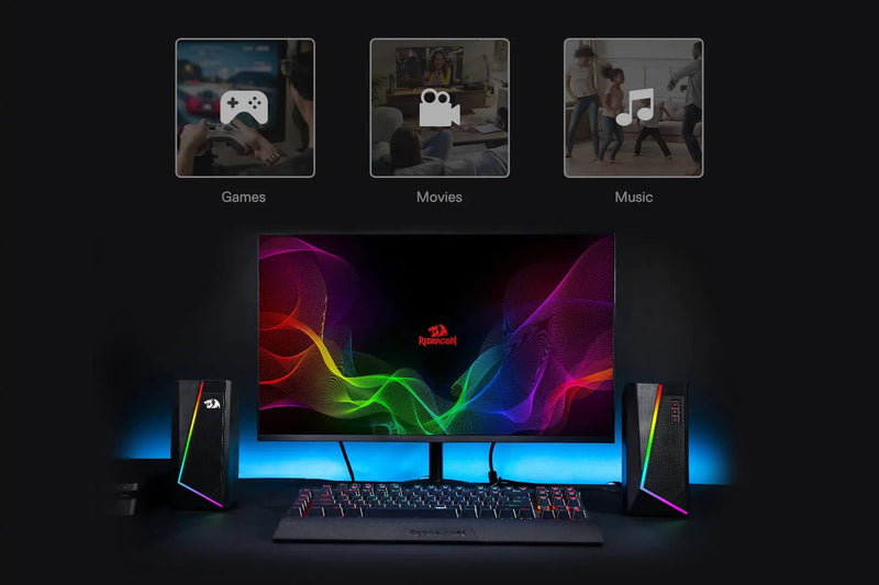 (RENEWED) ANVIL GS520 - RGB 2.0 Channel Gaming Wired Desktop Speakers